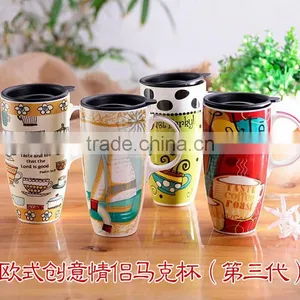 Custom Ceramic Couple Mug Cup With Lid thumbnail-1