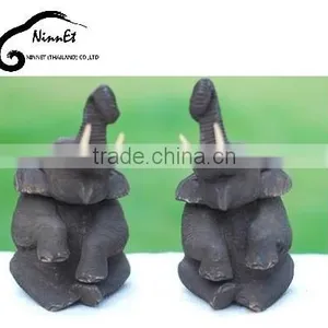 Wood Carved Elephant From Thailand thumbnail-3