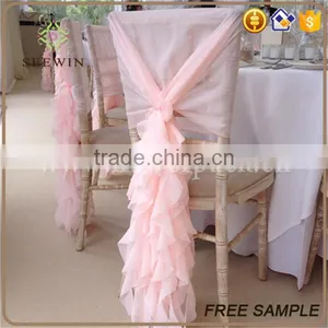 Chiffon Ruffled Willow Chair Sash Us. thumbnail-1