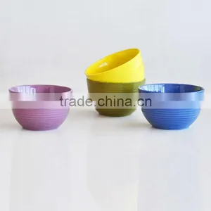 5.5" Glazed Ceramic Bowl With Horizontal Stripes thumbnail-1
