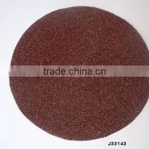 Wooden Bead Place Mats in Brown Colour Available in Other Colours Also thumbnail-1