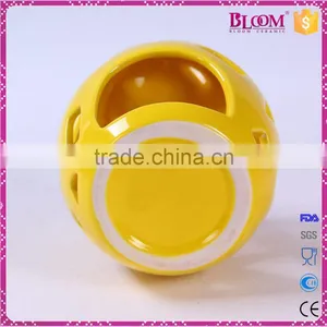 Ceramic Craft Hollow Out Desgin Yellow Incense Burner thumbnail-5