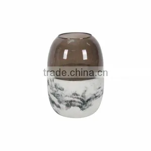 Religious Marble Like Concrete Base Grey Glass Candle Jar thumbnail-1