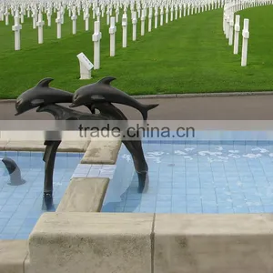 High Quality Home Decoration Swimming Pool Bronze Sculpture Dolphin thumbnail-2