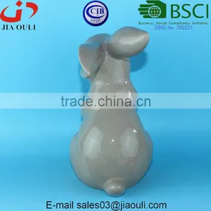 BSCI Audit Factory Large Handmade Easter Bunny Ceramic Tall Rabbit, Home Decor Ceramic Sitting Bunny thumbnail-3