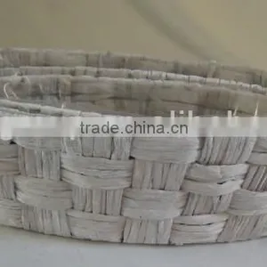 Oval Water Hyacinth Hand Woven Tray /flowerpot thumbnail-1