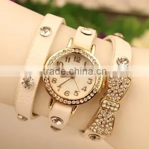 2014 High Quality Women Leather Vintage Watches With Bow thumbnail-3