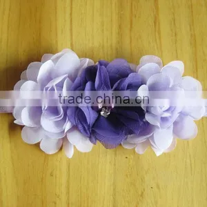 Chiffon Flower With Pearl Rhinestone in Center for Kids Hair Accessories thumbnail-3