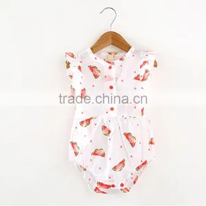 Custom-made Summer Fly Short Sleeve Pink Watermelon Rompers thumbnail-1