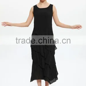 Pleat Ladies Sleeveless Vest Dress New Design Cake Dresses thumbnail-4
