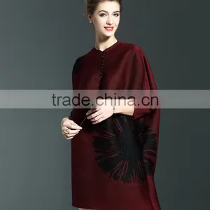 Creative Design Ladies Big Size Batwing Sleeve Pleated Dress With Buttons thumbnail-5