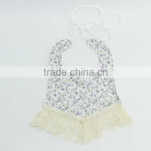 Flower Pattern Baby Girl Bibs With Tassel Toddler Baby Girl 100% Cotton Burp Cloths thumbnail-1