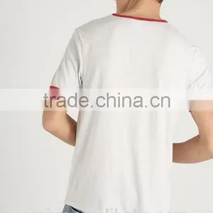 2017 Mens Classic Fit With Contrast Crew Neck Ringer Collar T-shirt Bulk Tshirt thumbnail-4