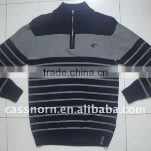 Stripped Pullover Fashion Men Sweaters With Zipper thumbnail-1