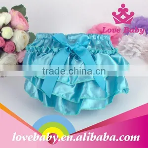 Wholesale Solid Color Baby Bloomers Fashional Satin Bloomers With Butterfly Knot thumbnail-4