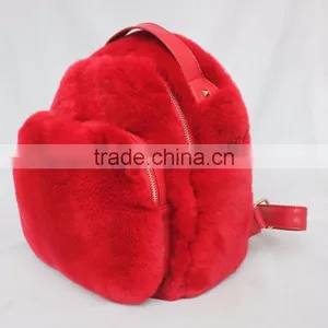 Myfur Customized Dyed Genuine Rex Rabbit Fur Bag Backpack For Teenage thumbnail-3