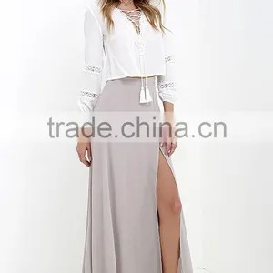 High Banded Waist Sexy Thigh Slit Maxi Skirt Fashion Long Skirts for Women 2016 thumbnail-3