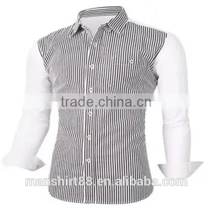 2016 New Wholesale Stylish Vertical Stripes Long Sleeve Button Down Custom Mens Casual Dress Shirts thumbnail-2