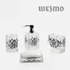 Fashionable Abrasion Resistance Polyresin Bathroom Set With Black Flowers thumbnail-1