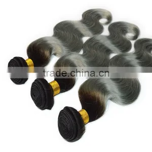 2016 New Arrival 1B/Silver Ombre Hair Extensions Fashionable Dark Root Ombre Grey Human Hair Weaving thumbnail-6