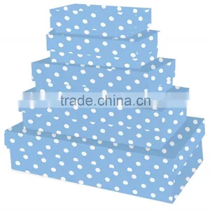 Artisan Polka Pink /Blue Rectangle Nest,Set Of 4 Nested Decorative Boxes,Pink/Blue Box Nest thumbnail-1
