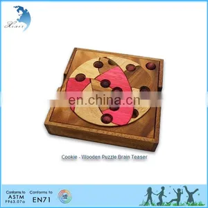 Adult/Kids DIY 3D Cube Brilliant Intelligence Brain Teaser Educational Funny Mini Toys Chinese Wooden Puzzle Cookie thumbnail-1