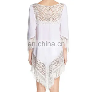 C30 Fringed Cover-up Beach Kaftans Tunics White thumbnail-3