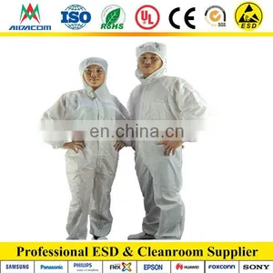 With Vertical Zipper ESD Jumpsuit, Cleanroom Antistatic ESD Coverall thumbnail-3