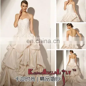 EB1569-PINK Charming Soft Taffeta Sweetheart Formal Wedding Dress Dimple Pleat Evening Dress thumbnail-1
