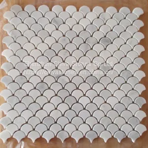 Laminated Natural White Marble Mosaic Tiles for Kitchen Bathroom Wall Border 3D Mosaic thumbnail-5
