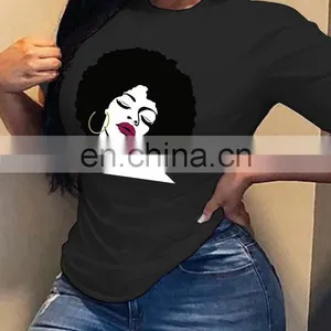 Head Print T-shirt Women European and American New Round Neck Short Sleeve Loose All-match Blouse T thumbnail-2