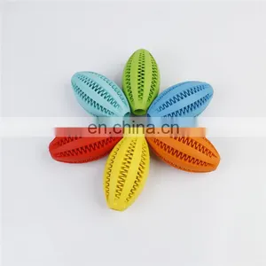 Non-Toxic Soft Tooth Cleaning and IQ Training Rubber Dog Toys Pet Rugby Ball thumbnail-6