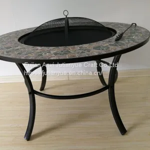 Upgraded] FEMOR Large 3 in 1 Fire Pit With BBQ Grill Shelf,Outdoor Metal Brazier Square Table Firepit Garden Patio Heater/BBQ/Ice Pit With Waterproof Cover (Fire Pit & Grill) thumbnail-5