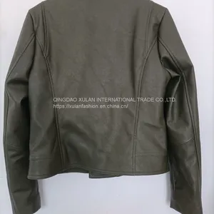 Women's Faux Leather Jacket Motocycle Biker PU Jacket thumbnail-5