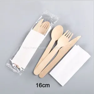 Hot Sale Cheap BIO Wooden Fork 160mm Disposable Cutlery for Parties thumbnail-1