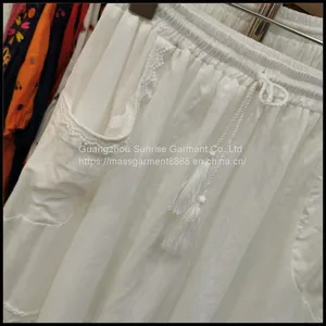 Fairy Lace Stitching Pocket Cotton Skirt~2023 Early Spring New Style European and American Style Sweet A-line Skirt thumbnail-4
