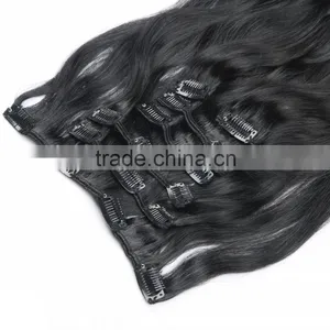 Natural Black Wavy Brazilian Human Hair Extensions Clip Ins 7 Pieces Supplier's Choice thumbnail-2