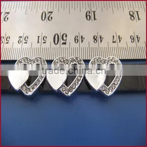 10mm Full Diamond Double Heart Shaped Slide Charms Diy Jewellery Accessories thumbnail-5