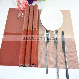 2015 New Arrival Light Color Red With Leige Placemat Fashion Adiabatic PVC Strip Weave Table Mat thumbnail-1