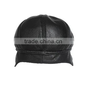 Genuine Leather Black Size Fitted Ivy Caps for Wholesale thumbnail-4