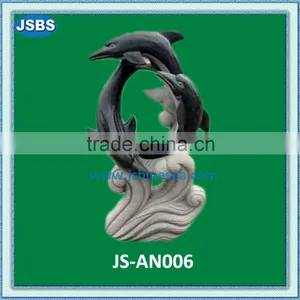 Garden Black Marble Dolphin Statues thumbnail-1