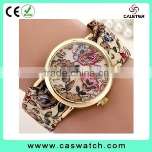 2016 Geneva Style Floral Ribbon Watch, Gold Plated Flowery Face Lady Watch, Vogue Hot Fashion Lady Watch thumbnail-5