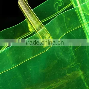 Green PVC Bag,open Top Style Shopping Bag ,gift Bag ,Cosmetic Bag ,PVC Tape Handle thumbnail-2