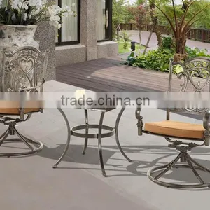 Premium Quality Garden Patio Terrace Deck Cast Aluminum Bronze Living Accents Outdoor Furniture Mosaic Table With Swivel Chairs thumbnail-2