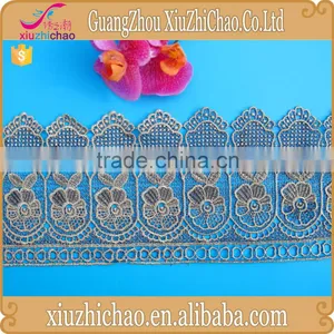 HG0516 Fashion Latest Design Embroidery Water Soluble Golden Lace Trim Clothing Decoration thumbnail-2