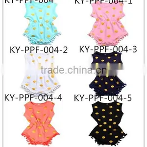 2016 New Arrival Soft Cotton Wholesale Floral Sleeveless Baby Girls Rompers thumbnail-2