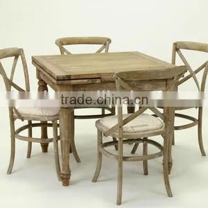 Antique Style Solid OAk Wooden Dining Table /Extensible Conference Table (DT-515F-OAK,90CM) thumbnail-3