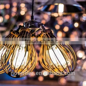 Vintage Loft Warehouse Rust Cage Chandelier 5 Edison Lights thumbnail-5