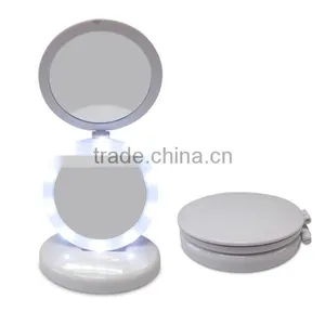 Plastic Two Way 5x Magnifying Compact Travelling Mirror With Led Light thumbnail-1