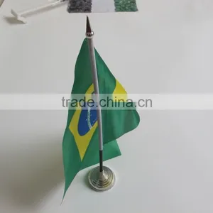 DecoratIve Wholesales 170T Polyester Fabric Small Size Brazil Table Stand Flag thumbnail-3